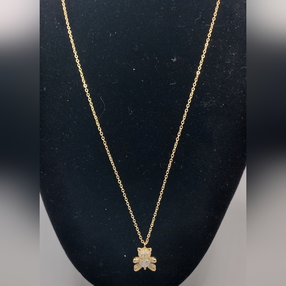 Dainty Gummy Bear Necklace for Women 14K Gold Plated Cubic Zirconia